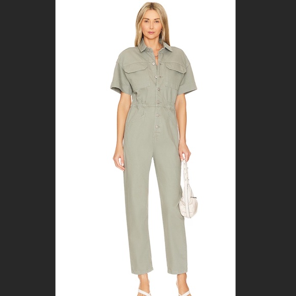 Free People Marci Jumpsuit in Washed Army MEDIUM NWT PRICE FIRMMM - Picture 1 of 6